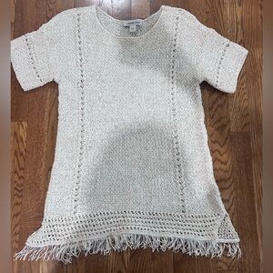 Coldwater Creek Knitted Fringe Short sleeve sweater